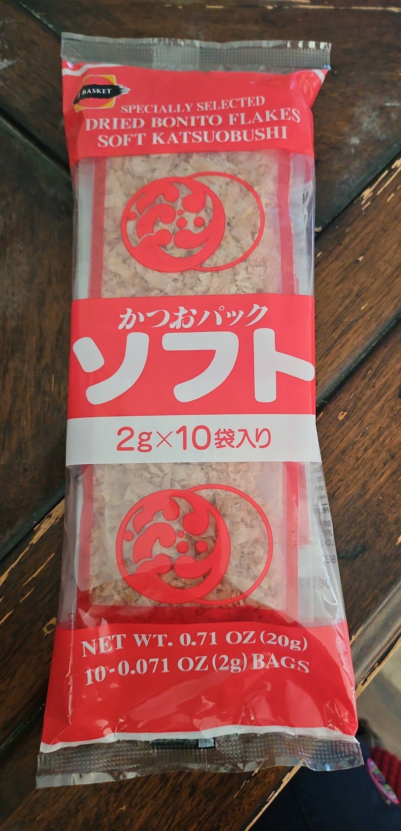 J-BASKET かつおパック ソフト J-Basket Specially Selected Dried Bonito Flakes, Soft Katsuobushi, 2 g x 10 bags, NET WT. 0.71 OZ (20 g)